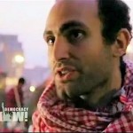 Khalid Abdallah in Tahrir Square during the Arab Spring. (Democracy Now)