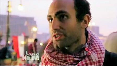 Khalid Abdallah in Tahrir Square during the Arab Spring. (Democracy Now)